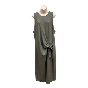 Mango Olive Green Tie Waist Midi Dress Sleeveless Size 16 NWT